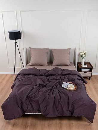 Постельное белье поплин на молнии / Капучино