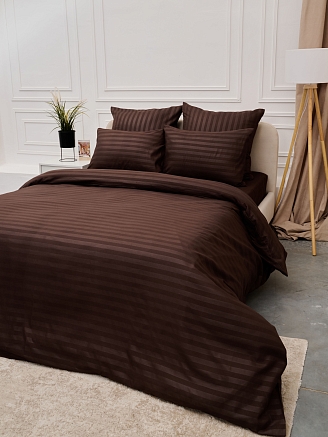 Пододеяльник микрофибра страйп / Шоколад