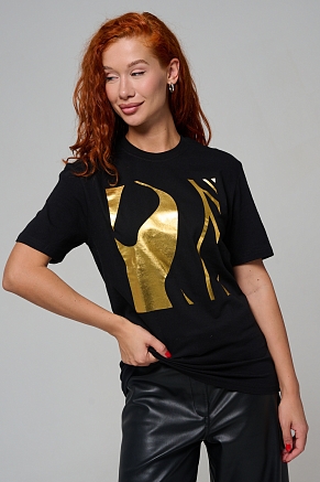 Футболка 8561 унисекс / черная фольга +силуэт