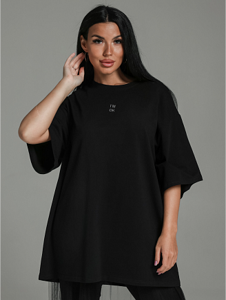 Женская футболка Город / Черный