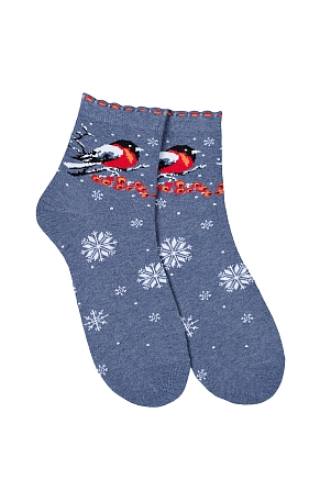 Женские носки стандарт Снегири (набор 3 пары) / голубой, бордо, джинс