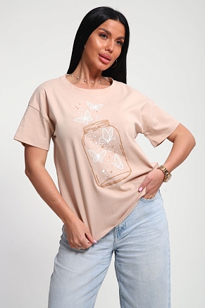 Женская футболка 85657 / бежевый