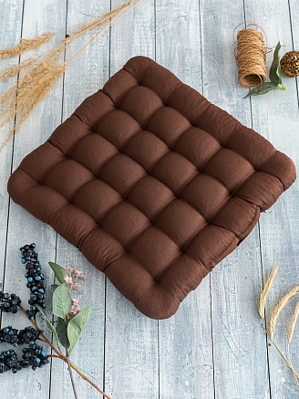 Подушка на стул с гречневой лузгой / Шоколад