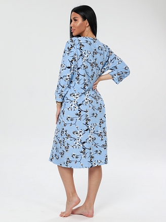 Женский халат Х-80(М) / Голубой (цветы)