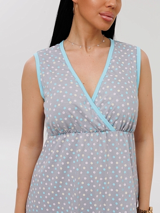 Женская сорочка для беременных Сор-80(К) / Бирюзовый (горох)