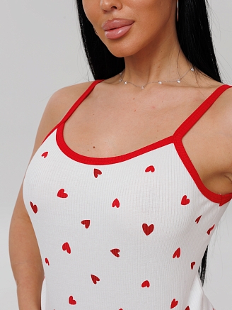 Женская пижама П-101(Л) / Красный кант (сердечки)