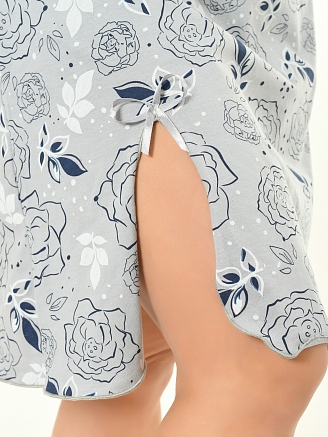 Женская ночная сорочка М-089 / розы серый