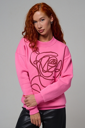Женский свитшот 8577 / розовый+роза