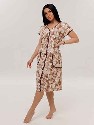 Женский халат Х-97(К) / Коричневый (цветы)