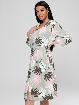 Женский халат Х-80(М) / Фисташковый (цветы)