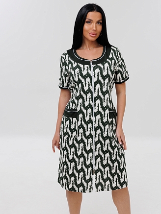 Женский халат Х-165(К) / Темно-зеленый (узоры)