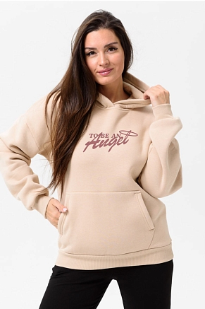 Женская толстовка 8578 оверсайз / бежевый+ангел