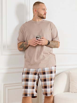 Шорты мужские Тор-2 / клетка коричневая