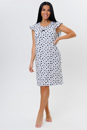 Женская ночная сорочка 2120/1 / Серый, сердечки