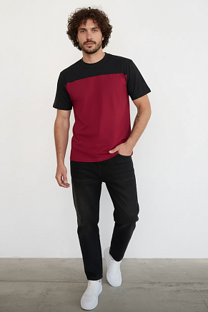 Мужская футболка 14482 / бордо+черный