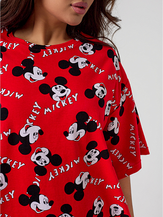 Женская футболка Ирбис / Микки красный