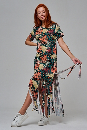 Платье женское 7480/1 / листья на зеленом