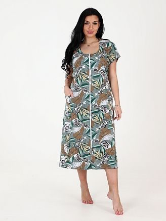 Женский халат ХК-548 / Листва на оливке