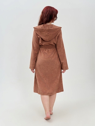 Женский махровый халат с капюшоном / мокко