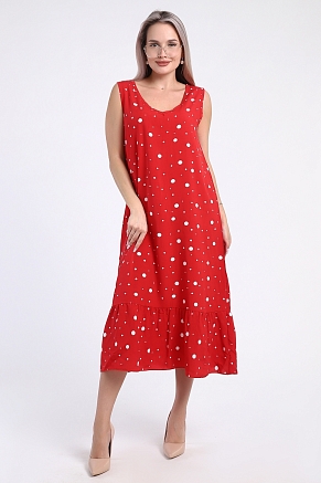 Женский сарафан 725 / Красный горох