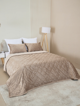 Набор покрывало и чехлы на подушку Кристалл / Бежевый