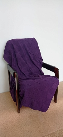 Плед вязаный 071ПГ1 / Фиолетовый