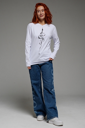 Женский лонгслив 8516 / белый+змея