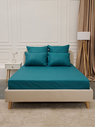 Простыня микрофибра-страйп / Морская волна