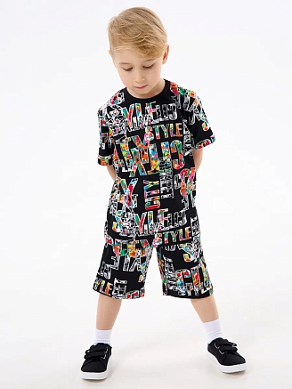 Детская пижама с шортами "Сорванец" / Город на черном