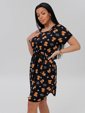 Женский халат Х-140(К) / Черный (собачки)