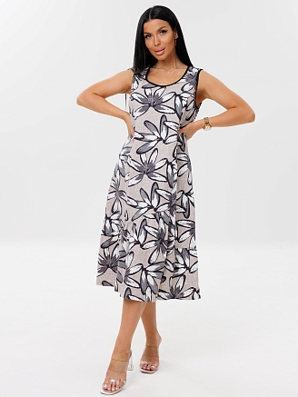 Женское платье Пл-111(К) / Серый (цветы)