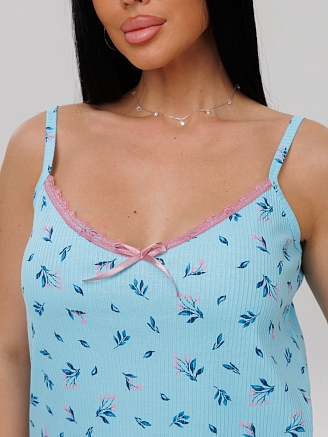 Женская пижама П-78(Каш) / Голубой (цветы)