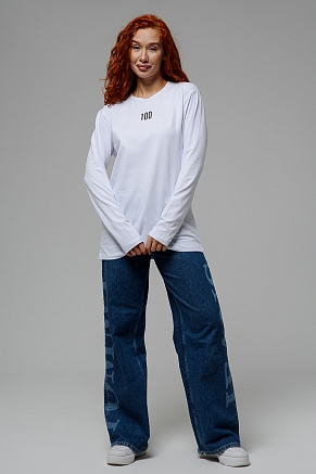 Женский лонгслив 8513 / белый+Доллар