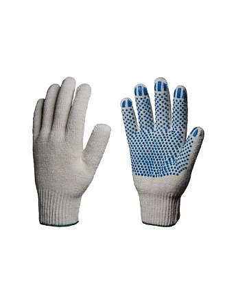 Перчатки 10 класс 4 нити 4п. / Х/б с ПВХ (точка)