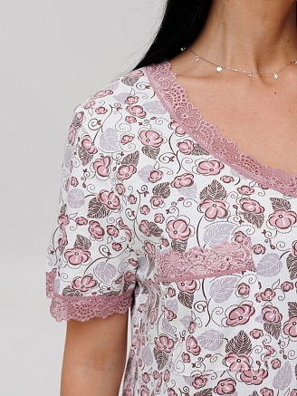 Женская сорочка Сор-41(К) / Брусничный (цветы)