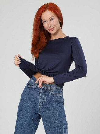 Женский лонгслив Энкар / темно-синий