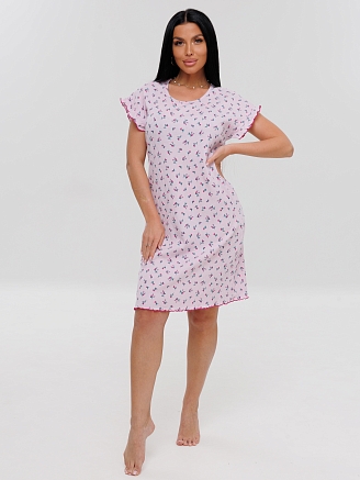 Женская сорочка Сор-107(Каш) / Розовый (цветы)