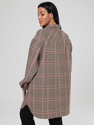 Женский жакет макси ЖФ-53 / Клетка бежевая