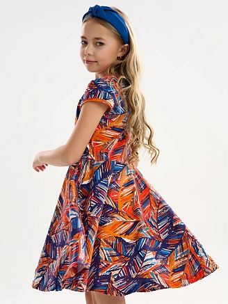 Детское платье "Птичка" / Тропики оранжевые