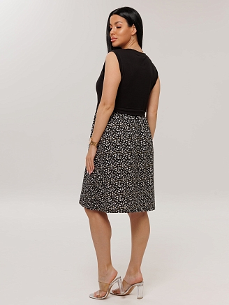 Женское платье Пл-110(К+Л) / Черный (мелкие цветы)