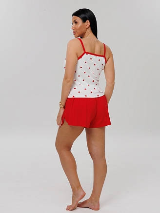 Женская пижама П-101(Л) / Красный кант (сердечки)