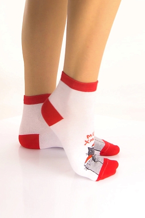 Женские носки  стандарт Рождество (набор 3 пары) / белый, красный, серый
