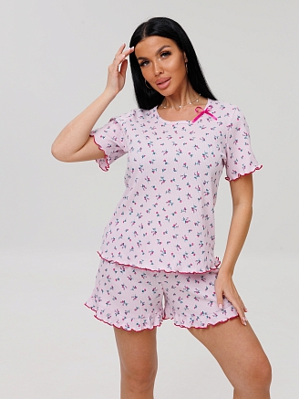 Женская пижама П-97(Каш) / Розовый (цветы)