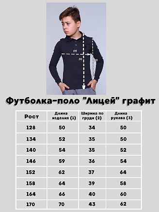 Детская рубашка-поло "Лицей" / графит