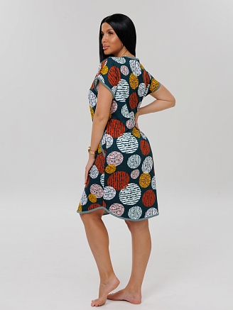 Женский халат Х-154(К) / Петроль (круги)