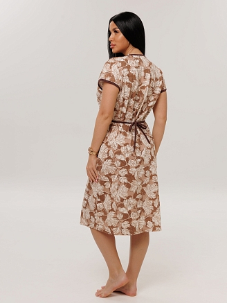 Женский халат Х-97(К) / Коричневый (цветы)