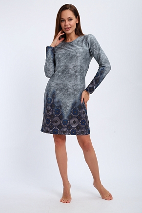 Ночная сорочка из интерлока Соня / Серо-голубой
