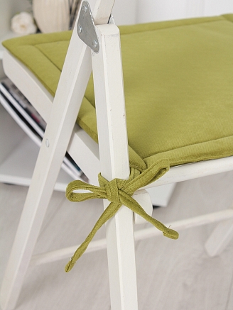 Комплект квадратных подушек на стул с завязками (2 шт.) / Оливковый