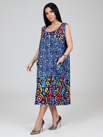 Женский сарафан МАКСИ СК-345 / Разноцветный узор