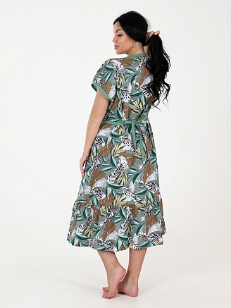 Женский халат Кимоно ХК-671 / Листва на оливке